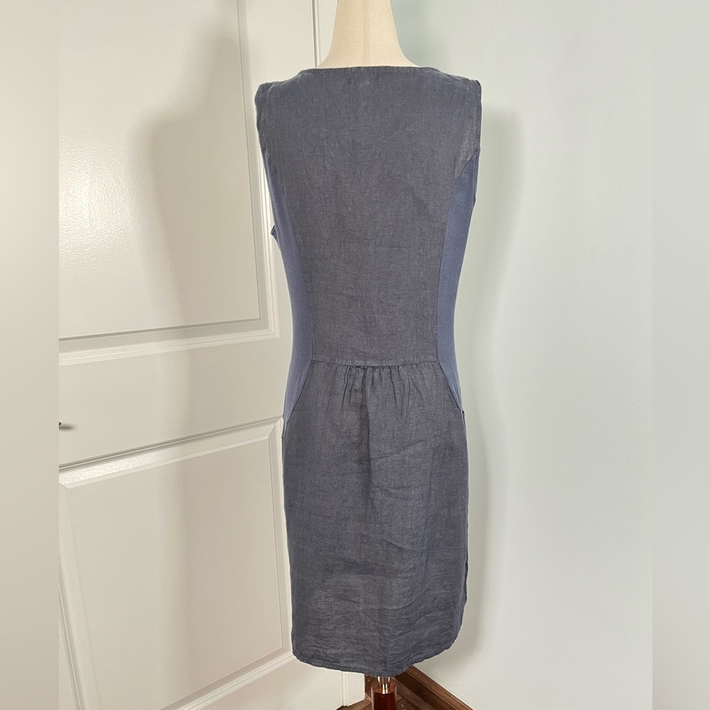 Lina Tomei 100% linen beaded neckline shirt dress size S - Picture 11 of 15